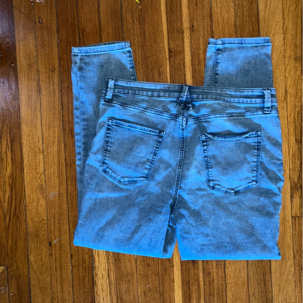 Lauren Conrad Jeans skinny stonewashed stretch sz 14 repaired fastener hi-rise - Picture 4 of 13